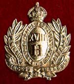 Cap badge of the 18th Royal Hussars (QMO)  