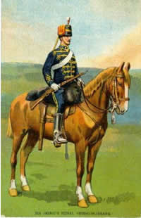 Postcard showing a 8th Hussar on Horseback