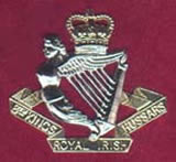 The cap badge of The 8th King's Royal Irish Hussars 